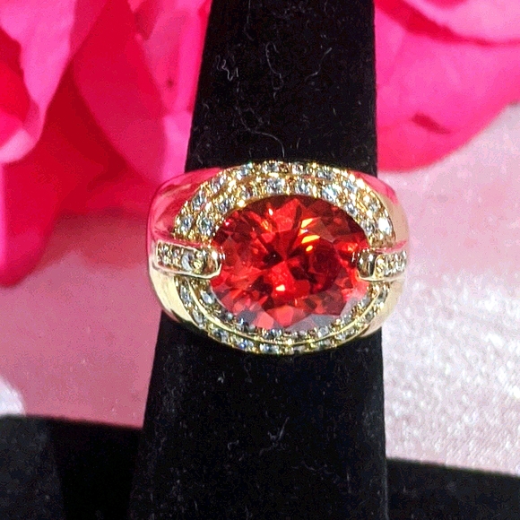 Red Ruby, gold plated with Swarovski crystals. - Picture 6 of 6